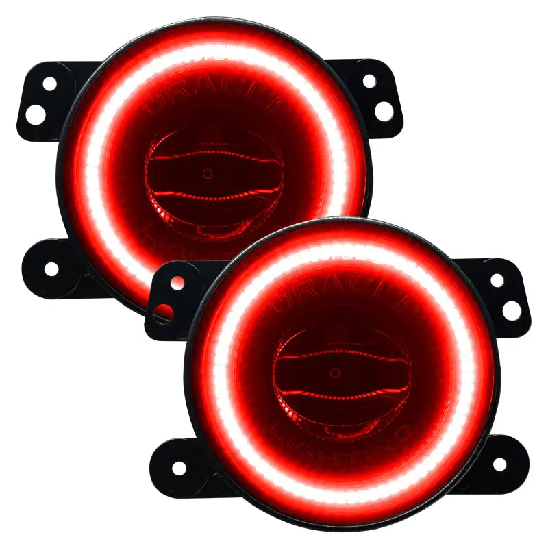 Red LED fog lights for Oracle Jeep Wrangler - ColorSHIFT Dynamic model.