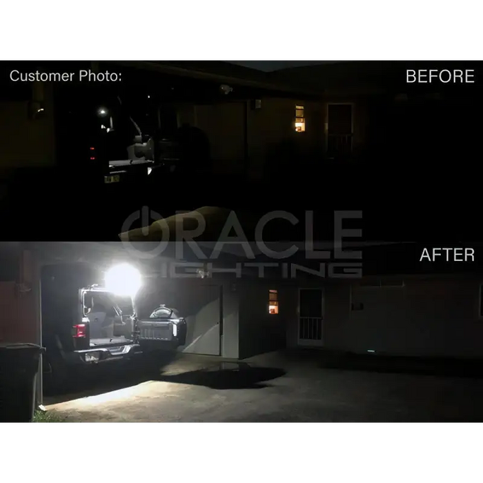 Oracle Jeep Wrangler JL Cargo LED Light Module - Amber/White parked car in driveway at night