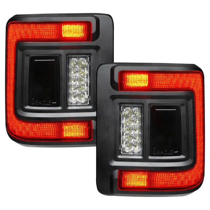 Black LED tail lights for 2007-2013 Ford F250 displayed in Oracle Jeep Wrangler JL LED Flush Mount Tail Light.