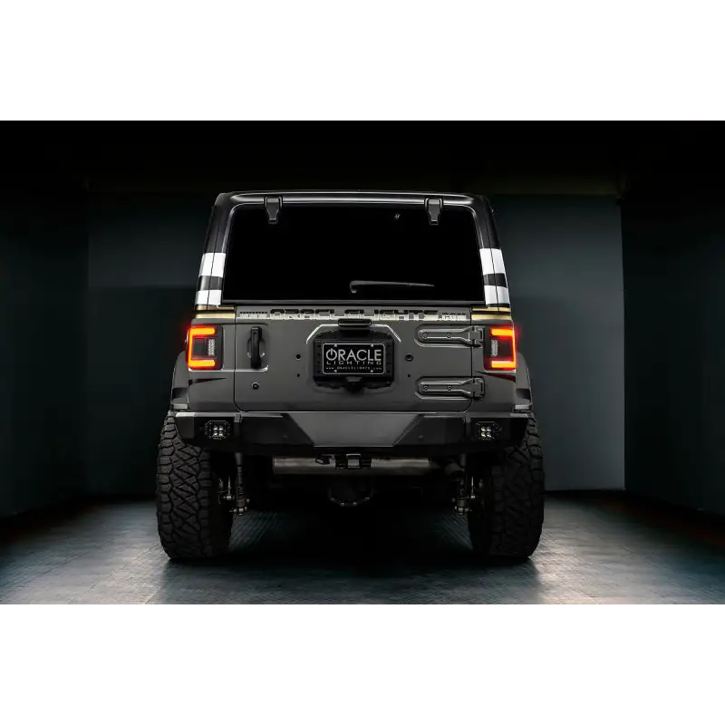 Black Jeep Wrangler JL LED Flush Mount Tail Light rear end view.