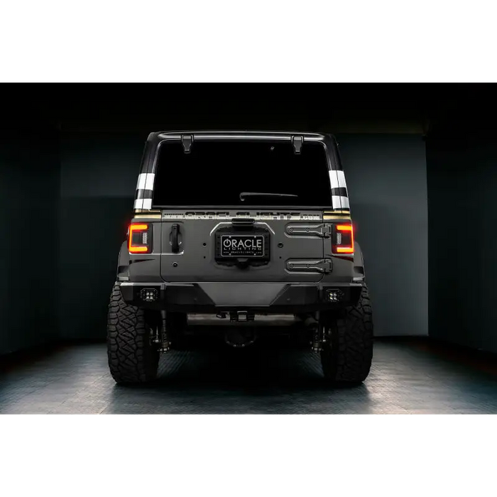 Black Jeep Wrangler JL LED Flush Mount Tail Light rear end view.