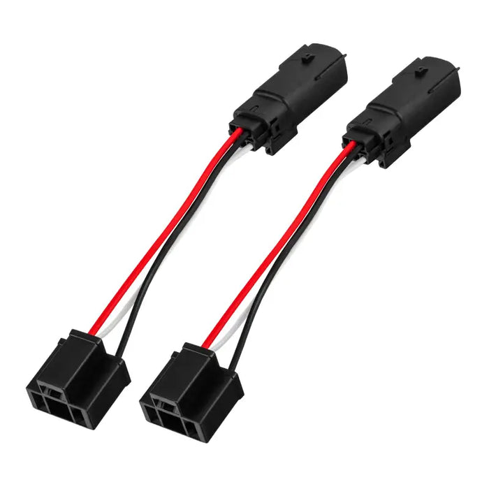 Black and red wires connected in Oracle Jeep Wrangler JL Plug & Play H4 Headlight Wiring Adapter.