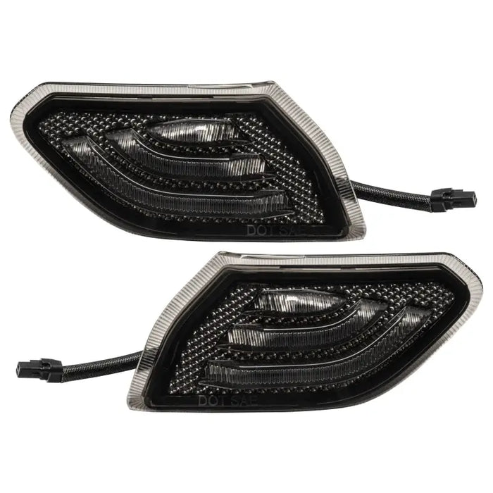 Pair of black LED headlights for the BMW E-Class.