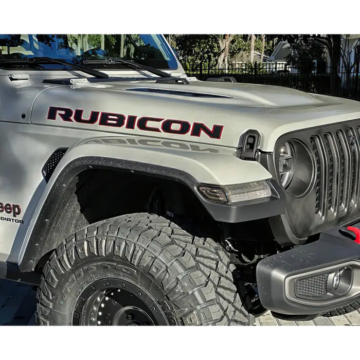 Oracle Jeep Wrangler JL Smoked Lens LED Front Sidemarkers with Rubicon logo on jeep