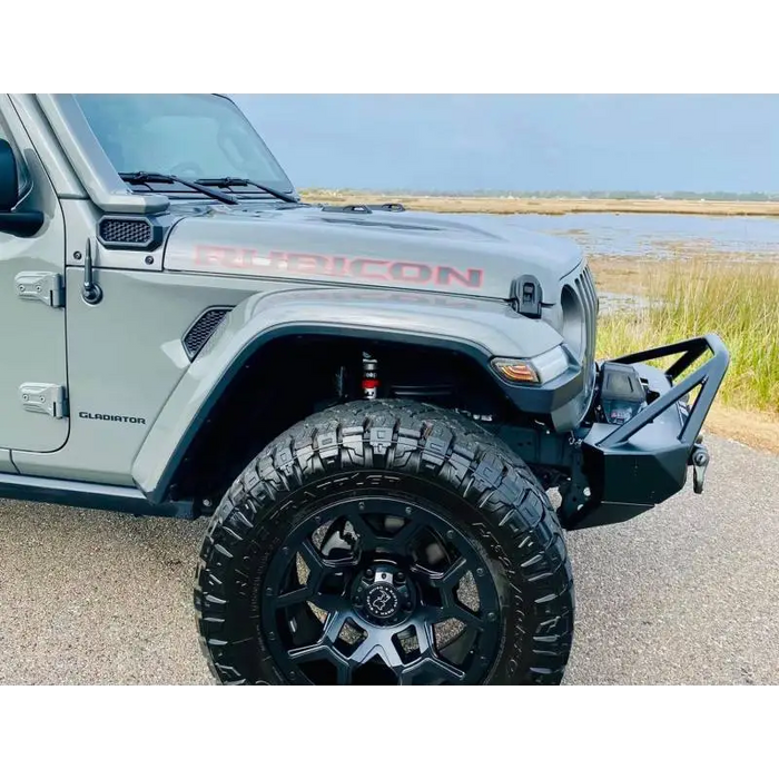 Gray Jeep Wrangler JL with black tire cover - Oracle Smoked Lens LED Sidemarkers