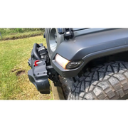 Front bumper mount mounted on Jeep Wrangler JL Smoked Lens LED Sidemarkers