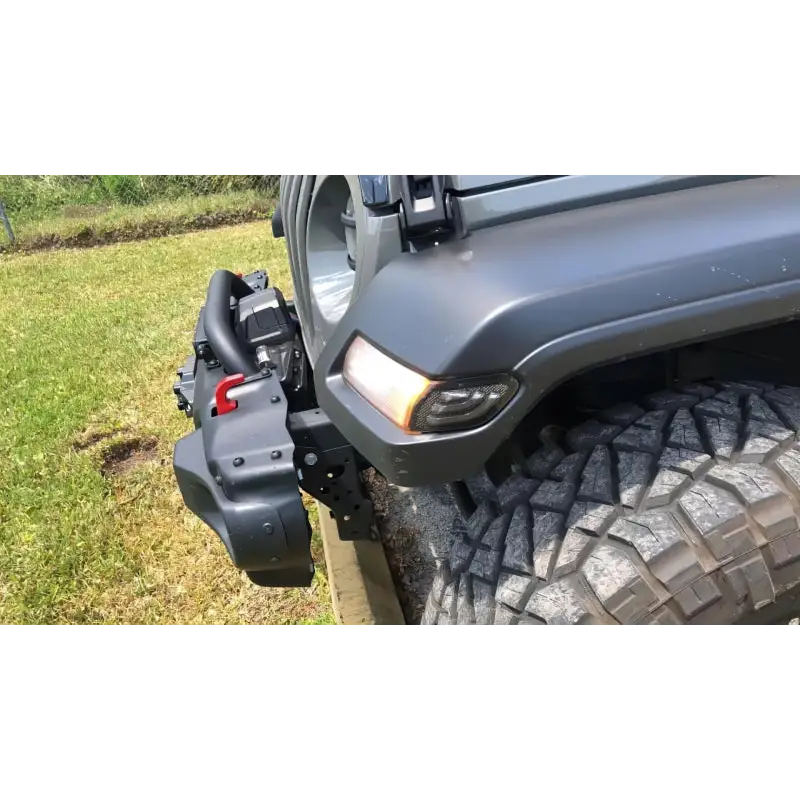 Front bumper mount mounted on Jeep Wrangler JL Smoked Lens LED Sidemarkers