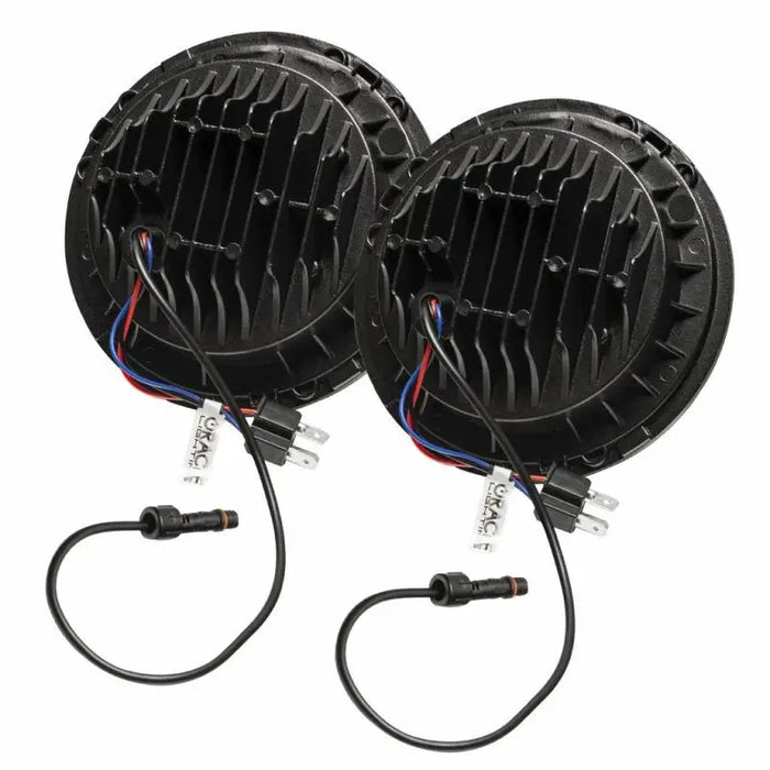 Pair of black round LED fog lights for Jeep Wrangler JL/Gladiator JT by Oracle.