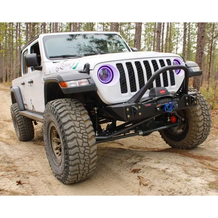 Oracle Jeep Wrangler JL/Gladiator JT 7in. High Powered LED Headlights - Dynamic - Dynamic - White Jeep with Purple Light