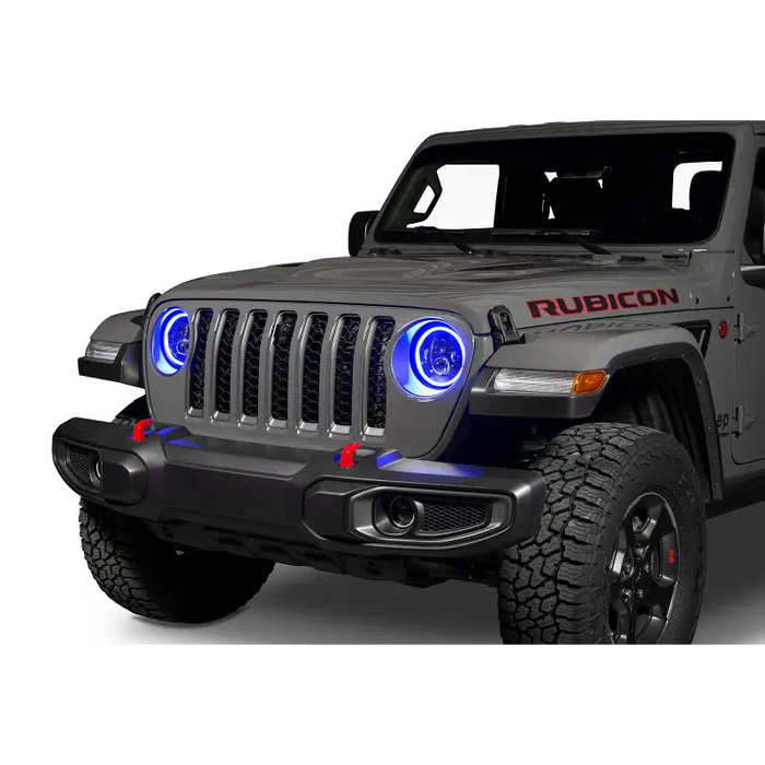 Gray Jeep Wrangler JL/Gladiator JT with Blue LEDs - Oracle LED Headlights