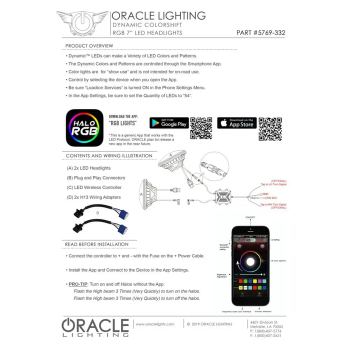 Oracle Jeep Wrangler JL/Gladiator JT LED Headlights iPhone App Display