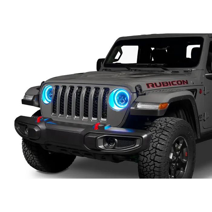 Gray Jeep with Blue LEDs - Oracle Jeep Wrangler JL/Gladiator JT LED Headlights