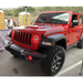 Red Jeep and white truck with fog lights from Oracle Jeep Wrangler JL/Gladiator JT LED Surface Mount Fog Light Halo Kit - ColorSHIFT.
