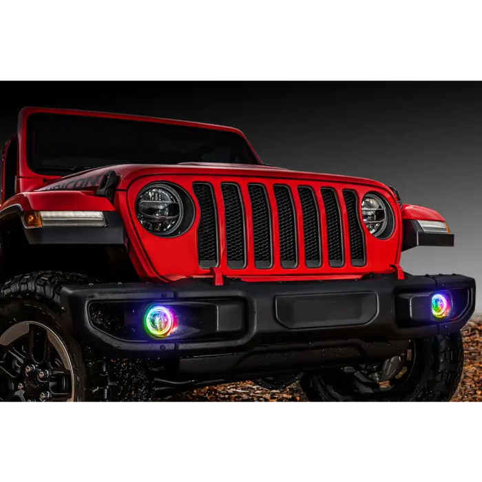 Red Jeep Wrangler JL/Gladiator JT LED Surface Mount Fog Light Halo Kit - ColorSHIFT
