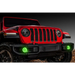 Red Jeep with green LED fog light halo kit, Oracle Jeep Wrangler JL/Gladiator JT ColorSHIFT.
