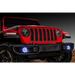 Red Jeep Wrangler JL/Gladiator JT LED fog light halo kit surface mount.