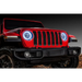 Red Jeep Wrangler JL/Gladiator JT with Black Bumper - Headlight Halo KitSEO-friendly alt text: Red Jeep Wrangler JL/Gladiator JT with