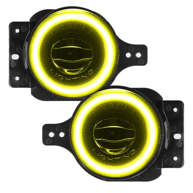 Pair of yellow LED fog lights for Oracle Jeep Wrangler JL/JT Sport High Performance.