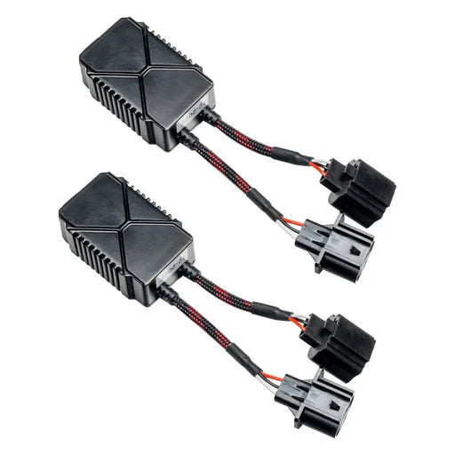 Oracle LED CANBUS Flicker-Free Adapters - Two black and red wires connected to white background.