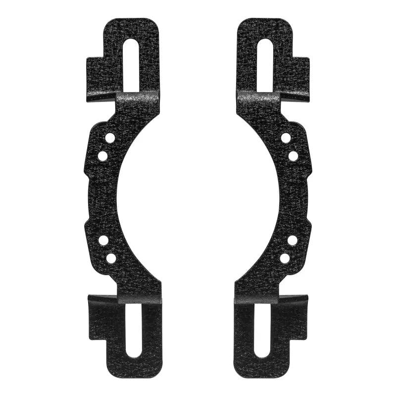 Black metal latches for Oracle LED fog light adapter brackets on Jeep Wrangler.