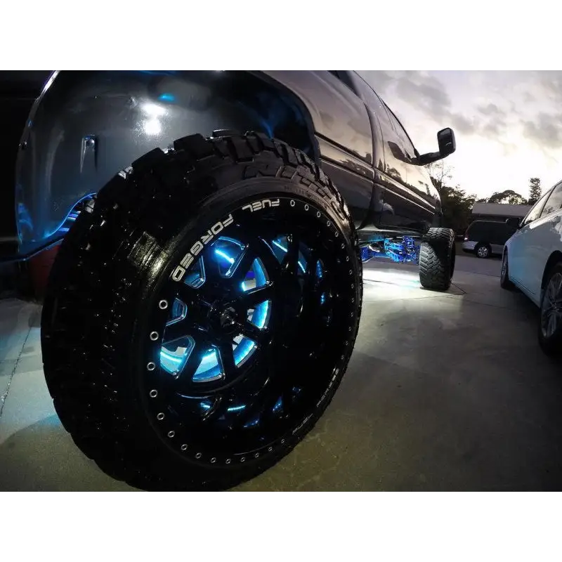 Oracle LED Illuminated Wheel Rings in ColorSHIFT lighting feature on a car.