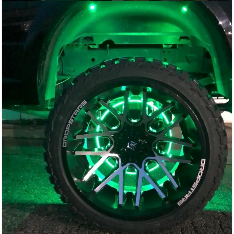 Oracle LED Illuminated Wheel Rings - ColorSHIFT - 15in - Green wheel with light