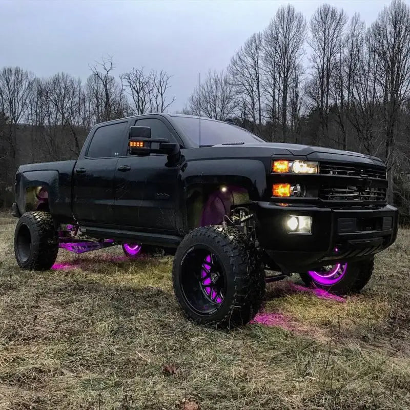 Oracle LED Illuminated Wheel Rings - ColorSHIFT - 15in - Black Truck with Purple Wheels and Black Hood
