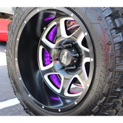 Purple LED illuminated wheel rings with black rim - Oracle ColorSHIFT 15in - No Remote.