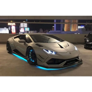 Close up of silver sports car with blue lights - Oracle LED Illuminated Wheel Rings - ColorSHIFT No Remote