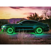 Green Mustang with LED Illuminated Green Rim - Oracle LED Illuminated Wheel Rings - ColorSHIFT