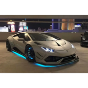 Close up of Oracle LED Illuminated Wheel Rings on a car with blue light