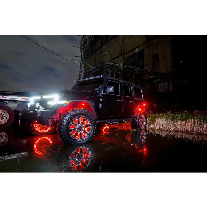 Red LED wheel ring kit for Jeep, Oracle LED Illuminated Wheel Rings.