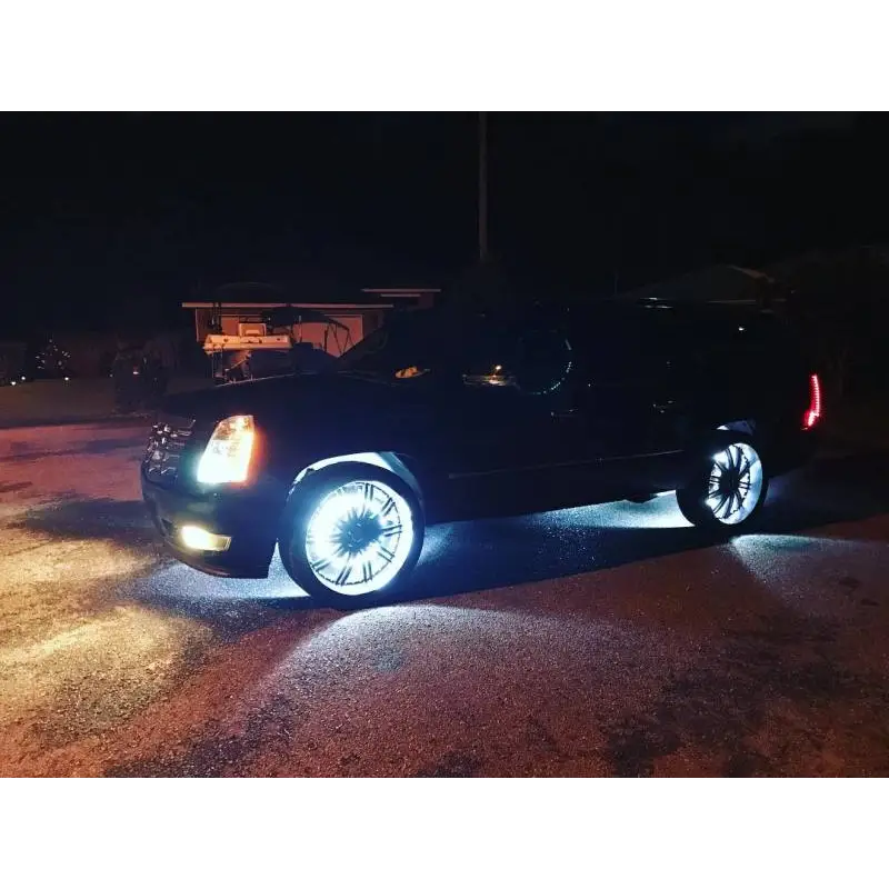 Oracle LED Illuminated Wheel Rings - Double LED - White - car with side light.