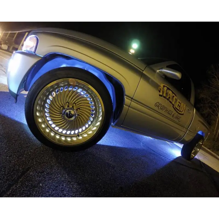 Oracle LED Illuminated Wheel Ring kit with white double LED light on car