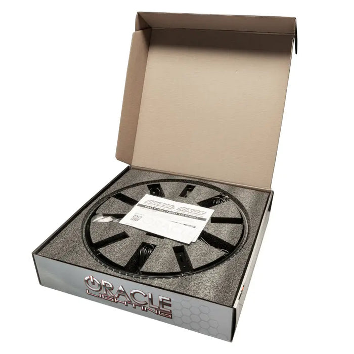 Oracle LED Illuminated Wheel Rings - White for Jeep Wrangler with black and white logo box