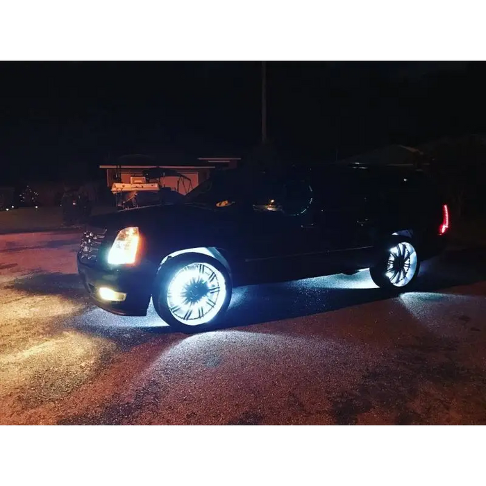 Oracle LED Illuminated Wheel Rings - White on Jeep Wrangler with side light