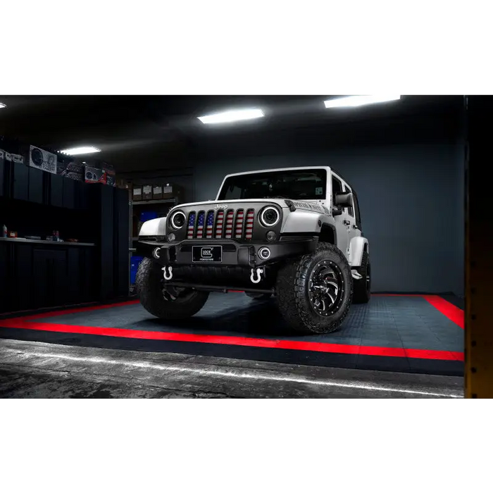 Oracle Lighting 07-18 Jeep Wrangler JK Oculus Switchback Bi-LED Projector Headlights with red side light.