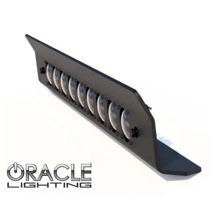 Black plastic front bumper skid plate on ORACLE Lighting 2019+ Jeep Wrangler JL / Gladiator JT with integrated LED emitters.