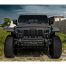 Black front end of a Jeep with skid plate and LED emitters from ORACLE Lighting.