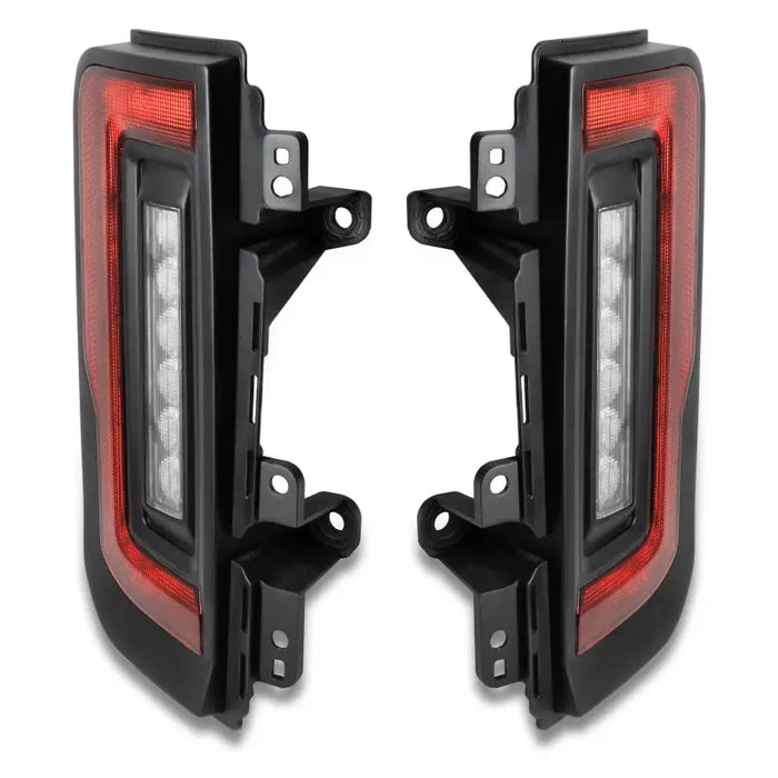 Pair of black LED tail lights for Ford Mustang by Oracle Lighting displayed in 21-22 Ford Bronco Flush Style LED Taillights.