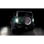 Green Jeep with black and white bumpers next to Oracle Lighting 21-22 Ford Bronco Flush Style LED Taillights.