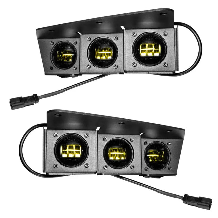 Pair of black LED fog lights for Jeep - ORACLE Lighting 21-22 Ford Bronco Triple LED Fog Light Kit for Steel Bumper - Yellow.