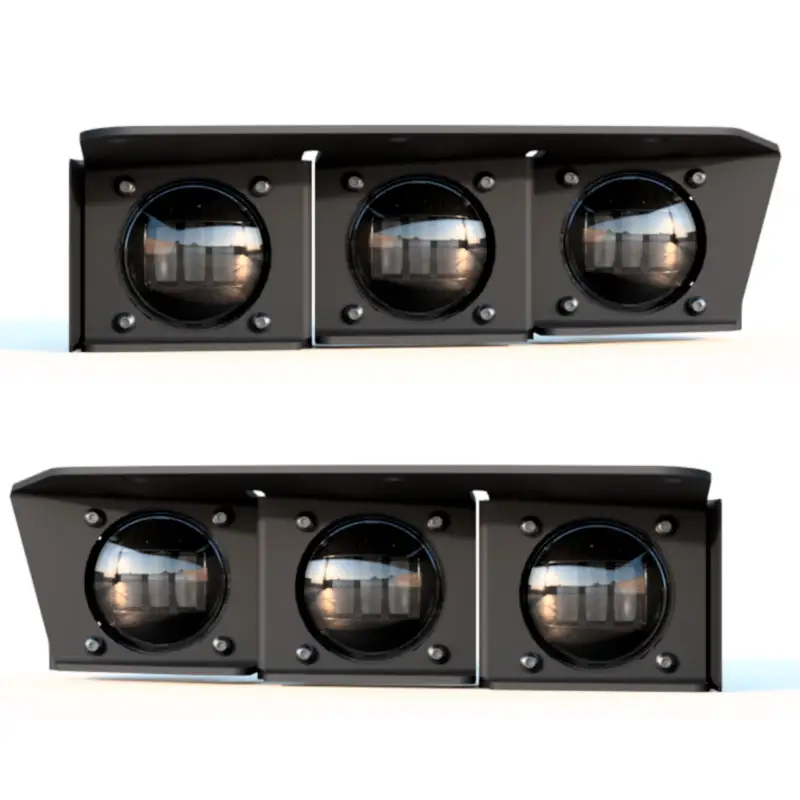 Pair of black LED fog lights for Ford Bronco - part of ORACLE Lighting Triple LED Fog Light Kit for Steel Bumper in white color