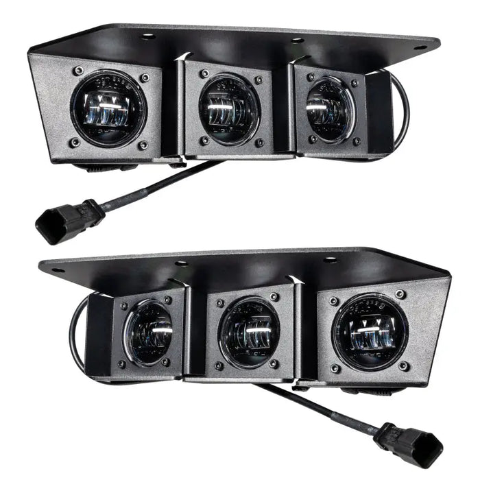 Pair of black LED headlights for Jeep ORACLE Lighting fog light kit.