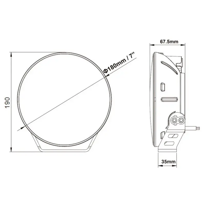 Dimensions of door handle on Oracle Lighting Auxiliary Lights product for Jeep Wrangler