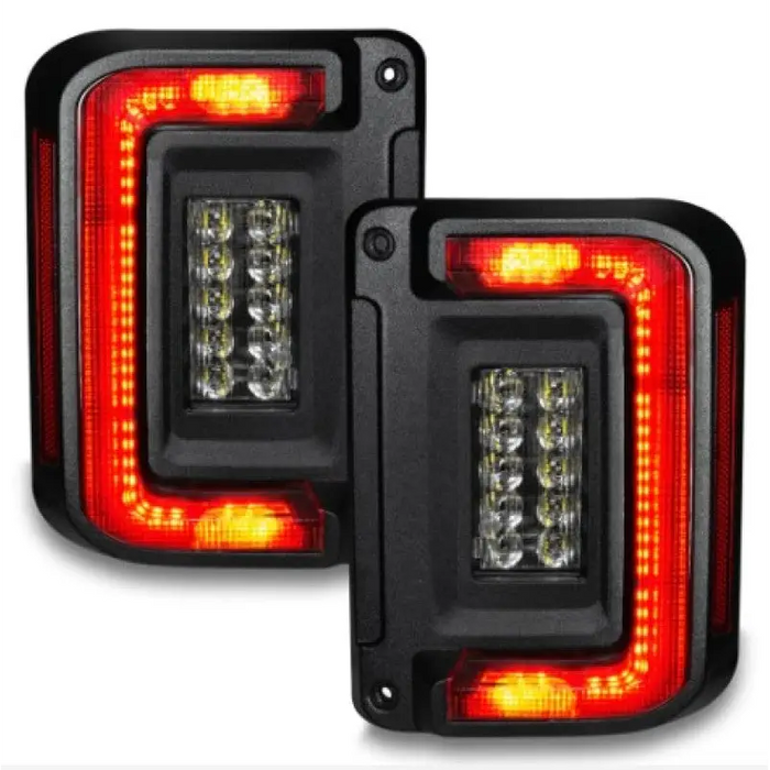 Pair of black LED tail lights for Jeep Wrangler JK by Oracle Lighting.