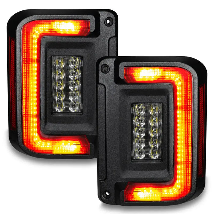 Pair of black flush mount LED tail lights for Jeep Wrangler JK by Oracle Lighting