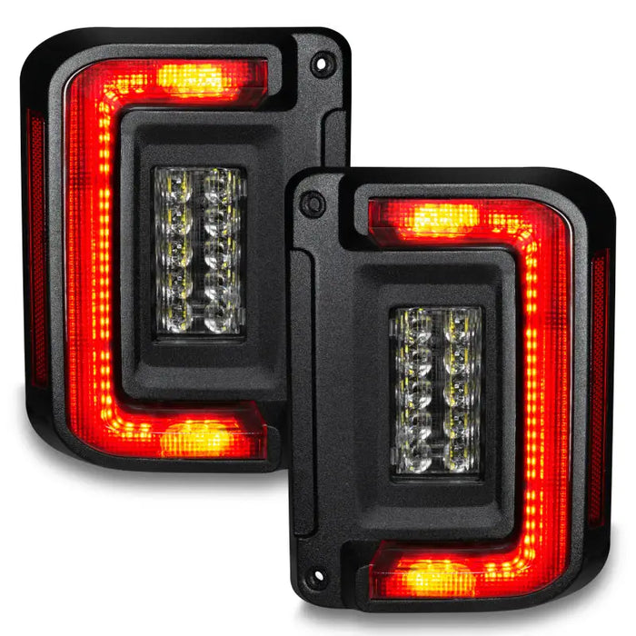 Pair of black LED tail lights for Jeep Wrangler JK by Oracle Lighting as Flush Mount LED Tail Lights