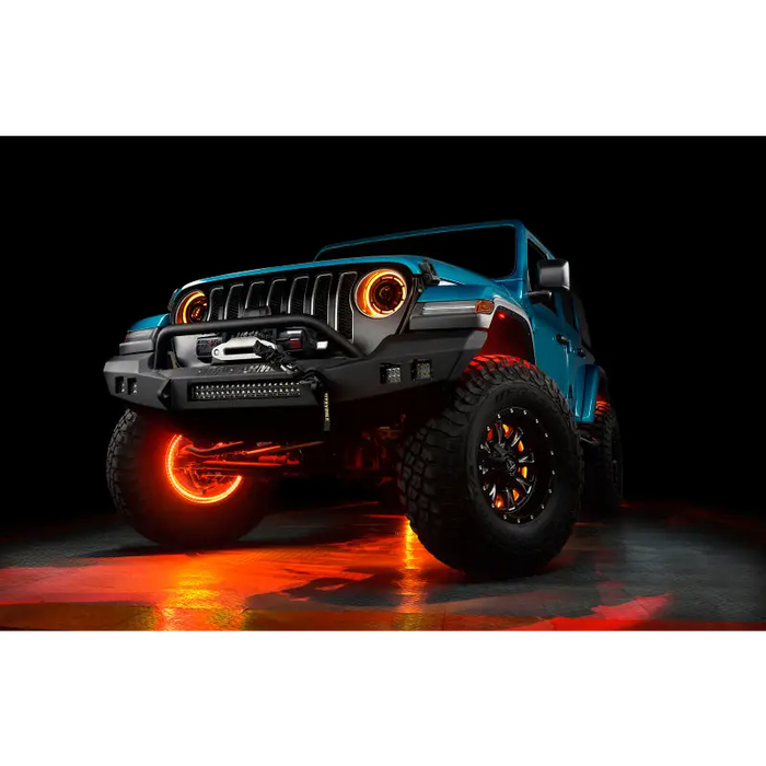 Blue jeep with orange lights on it, ORACLE Lighting LED Illuminated Wheel Rings - ColorSHIFT RGB+W.