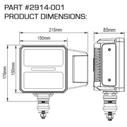 Oracle Lighting Multifunction LED Plow Headlight with Heated Lens 5700K - LED dimensions